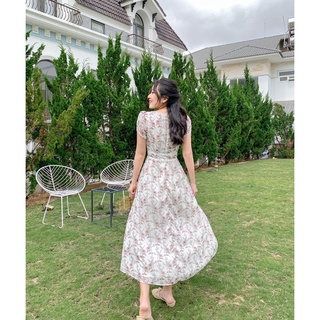 Đầm Aurora - Đầm maxi cổ vuông phối ren