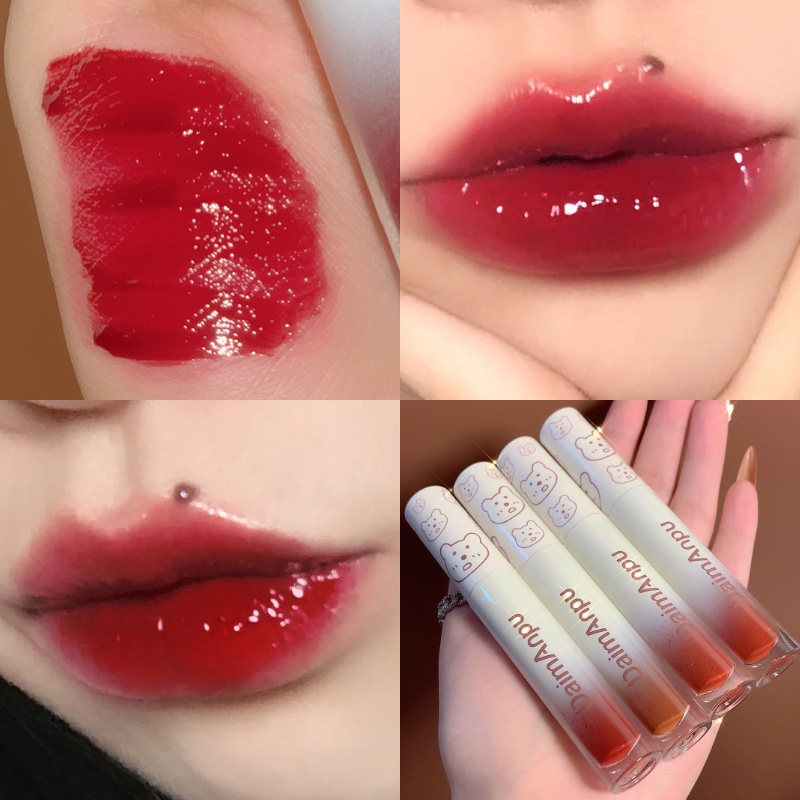 [Hàng Mới Về] Son Bóng Trang Điểm Chuyên Nghiệp Lâu Trôi Thiết Kế Vỏ Hình Gấu Dễ Thương