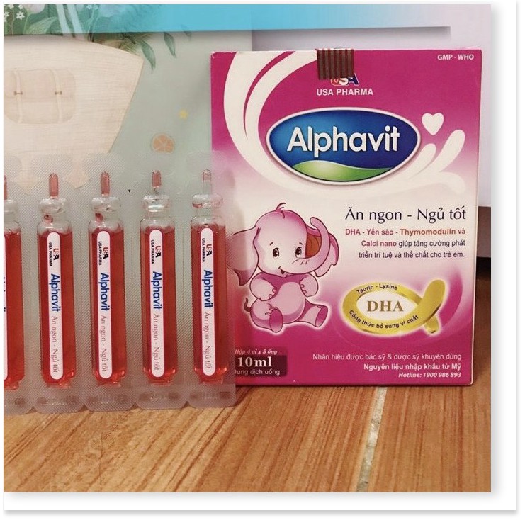 (Chính hãng) Alphavit bé ăn ngon ngủ tốt bé thông minh ,tăng cường miễn dịch cho bé hộp 20 ống, sản phẩm có nguồn gốc