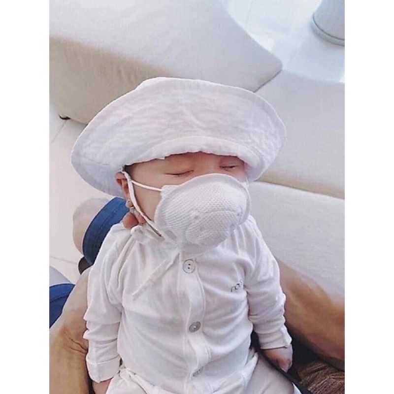 Khẩu Trang Gấu Sơ Sinh Uni Mask Cho Bé Nhỏ Set 3 Cái cho bé từ 1-3 tuổi, lọc bụi kháng khuẩn cho bé 8-12kg