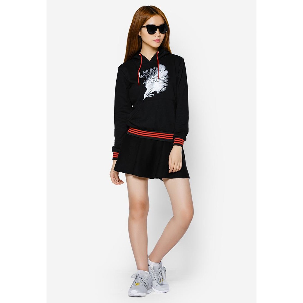 [Mã LT50 giảm 50k đơn 250k] Phúc An - Áo khoác nữ cổ chui hoodie. 4018den