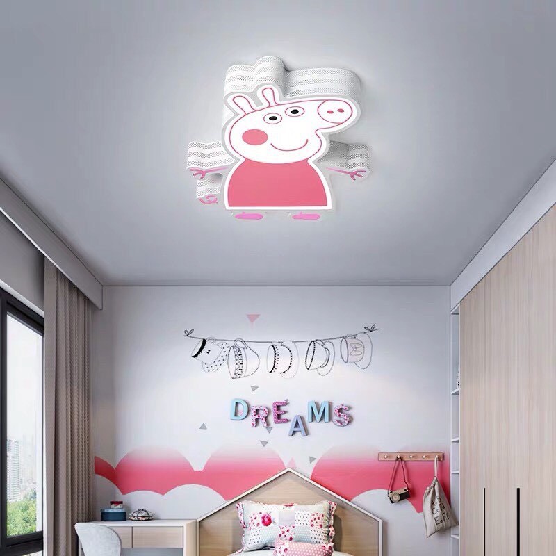 (Bảo hành 2 năm) Đèn trẻ em, đèn trần lợn Peppa, trang trí phòng ngủ trẻ em, 3 chế độ ánh sáng