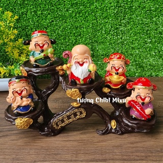 (Hàng cao cấp) Bộ Ngũ Phúc 6cm kèm chân đế ngang 5 ô ánh vàng sang trọng