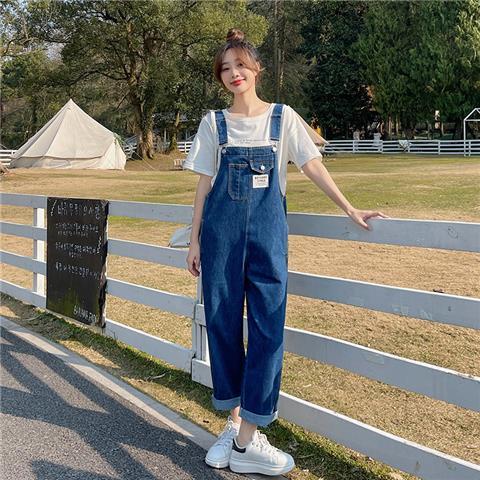 Quần Yếm Jean Ống Rộng Phong Cách Hàn Quốc Trẻ Trung Dành Cho Nữ