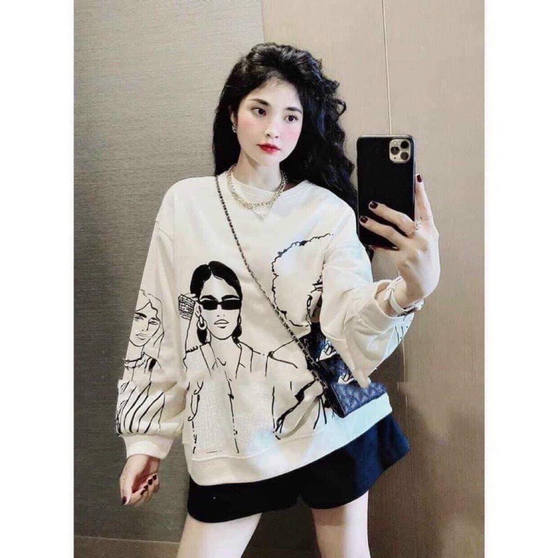 Áo Sweater Nỉ In Hình Cô Gái Form Rộng Dưới 68kg Chuẩn Ảnh | BigBuy360 - bigbuy360.vn