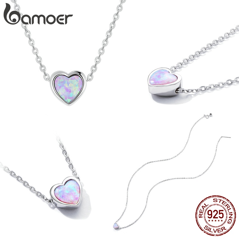 BAMOER Nhẫn bạc 925 MặT HìNh TráI Tim ThờI Trang Cho Nữ