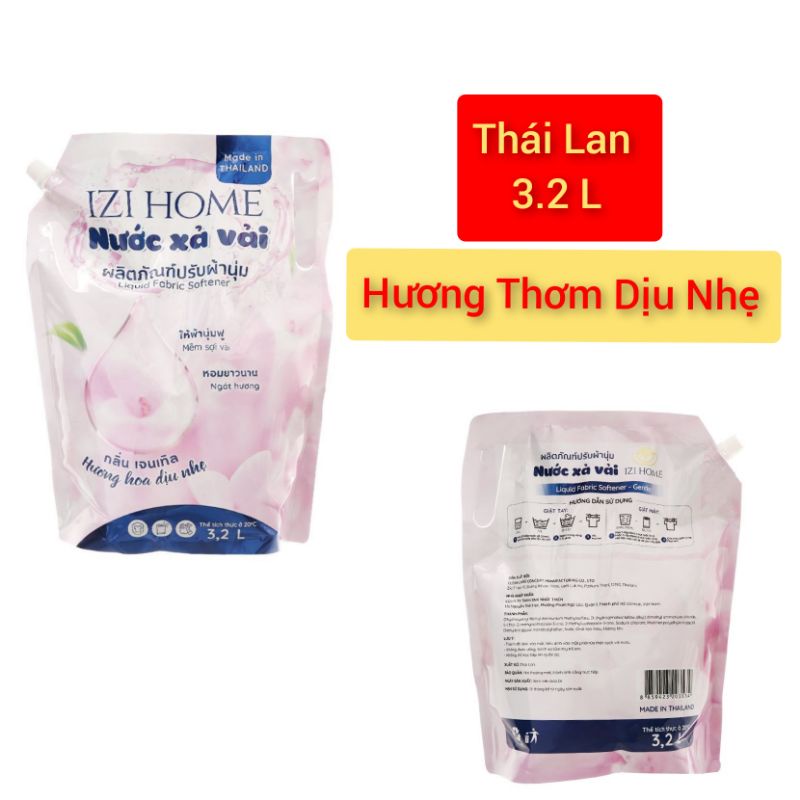 [ Thái Lan ] Nước xả vải IZI HOME hương hoa dịu nhẹ túi 3.2 lít/túi