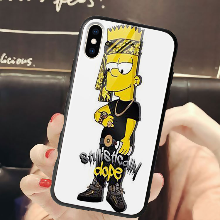 Ốp Kính Cường Lực Hình Simpson Bape FCASE Điện Thoại 6/6S/7/8Plus/X/Xs/Xr/11ProMax/Se/12/12Mini/12ProMax