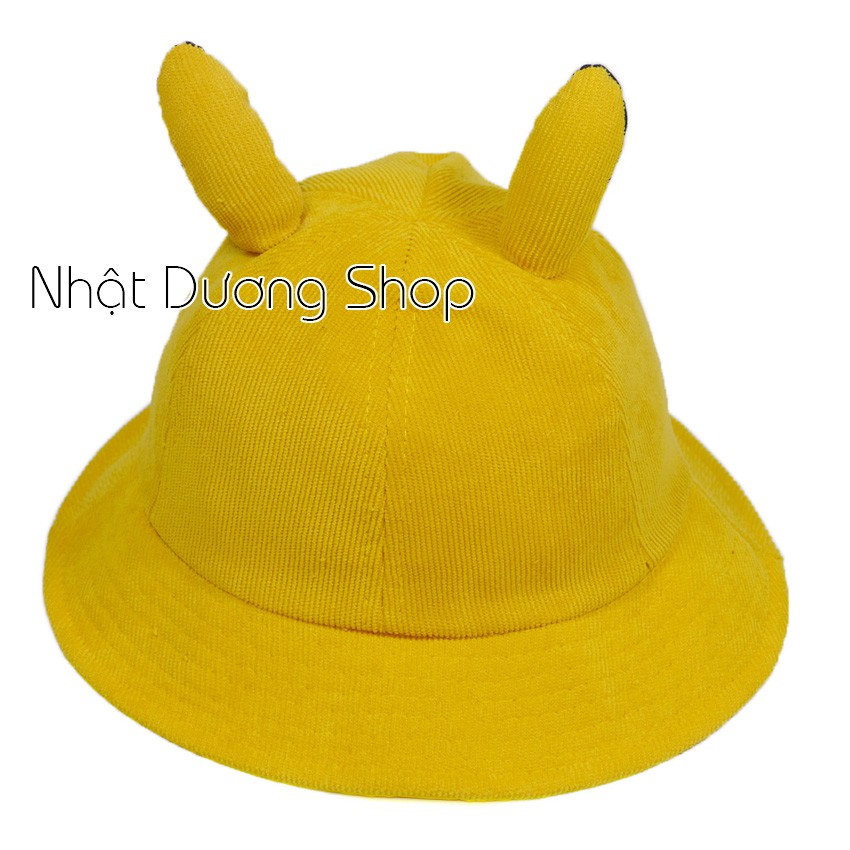 Mũ rộng vành trẻ em hình Pikachu dễ thương - Vàng, Đỏ, Kem, Hồng chất liệu vải nhung cao cấp rất đẹp cho bé