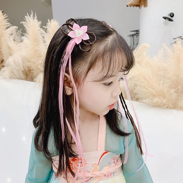 Phụ Kiện Kẹp Tóc Giả Thắt Nơ Dễ Thương Cho Bé Gái