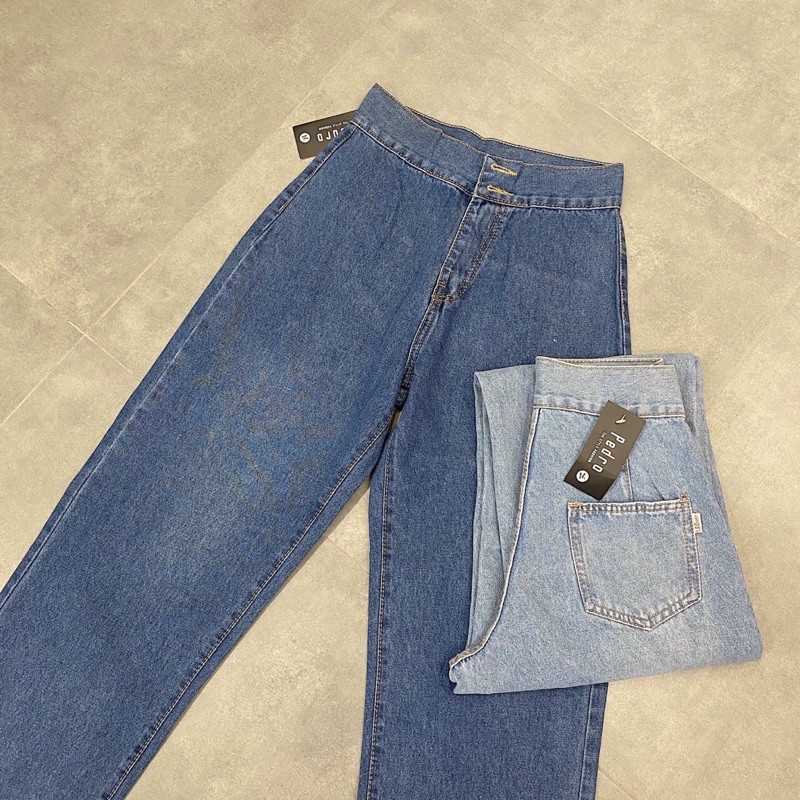 Quần Jeans FINA CULOTES ống suông rộng thiết kế form baggy điểm nhấn gài 2 nút cạp cao