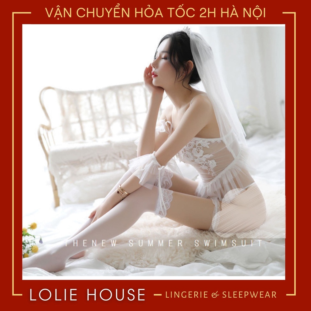 Cosplay cô dâu sexy phong cách set đồ lót ren sexy áo yếm 2 dây không gọng LOLIE HOUSE - CP10 | BigBuy360 - bigbuy360.vn