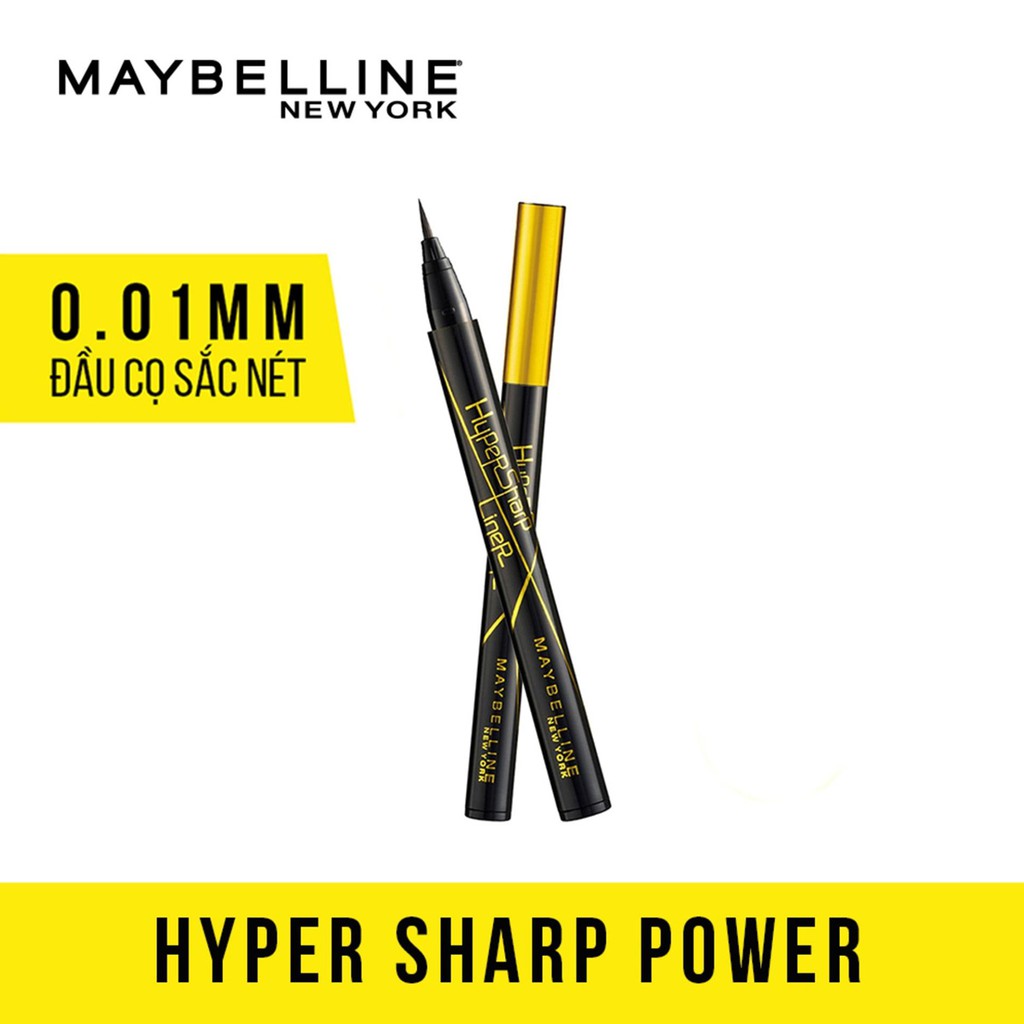 Bút Kẻ Mắt Nước Siêu Mảnh Không Lem Không Trôi Maybelline New York Hypersharp Liner Đen 0.5g