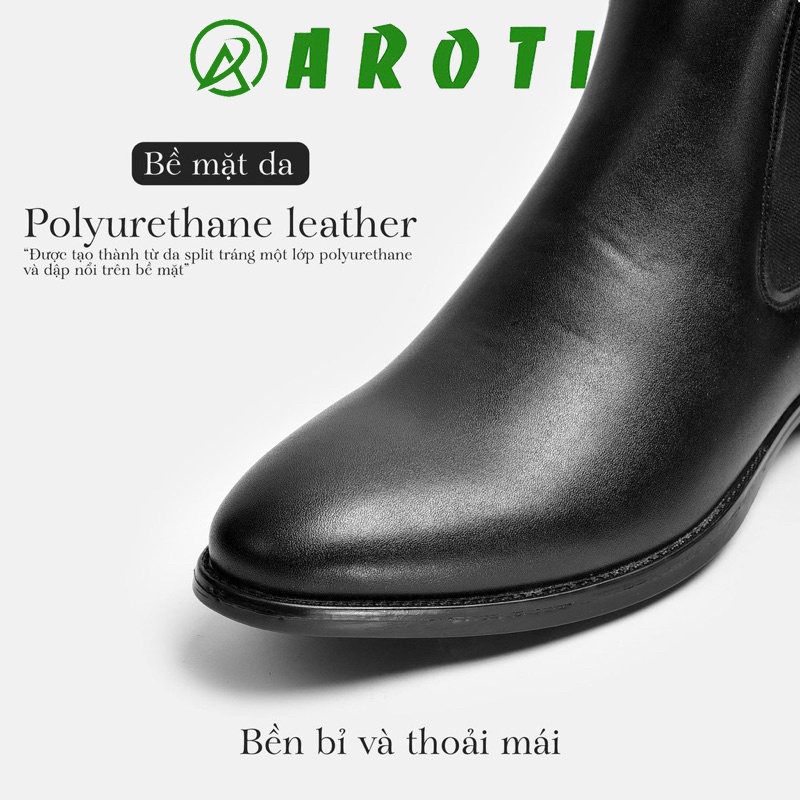 Giày Chelsea Boots Classic AROTI Da cao cấp, đế cao su 3cm CB549 NHÁM CHUN sp7