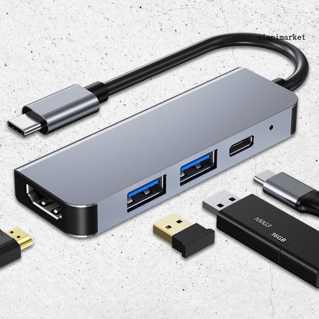 LOP_Docking Station Dual USB 3.0 Ports 4 in 1 4K High Definition Video Output USB C Cable Hub Converter for Computer