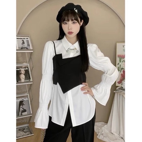 Set Áo sơ mi phối yếm và chân váy 6sstore