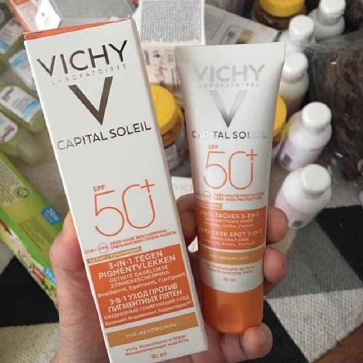 Kem Chống Nắng Giảm thâm nám Vichy Capital Soleil Spf 50+ Anti Taches 3 en 1 50ml (thái hà shop)