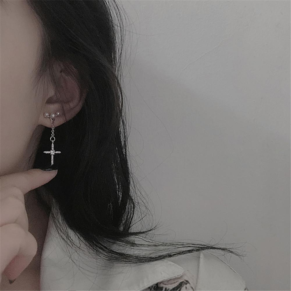 Bông Tai Dáng Dài Đính Ngọc Trai S925 Phong Cách Hàn Quốc Cho Nữ Yanqueens Đồ trang sức Quà tặng