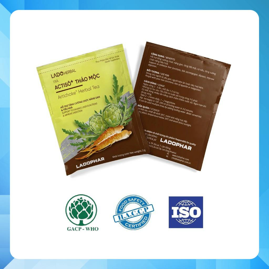 Trà Actiso + Thảo Mộc. cty dược phẩm Lâm Đồng. Ladophar. hộp cao cấp 100 túi lọc.