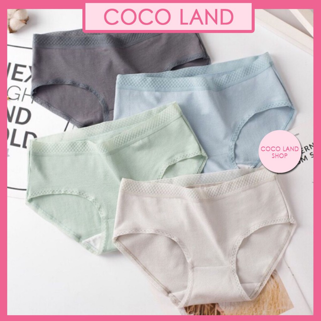 Quần Lót Cotton Cạp Lưới Cao Cấp Cotton Viền Ren,Kháng Khuẩn Trơn Nhiều Màu Dễ Thương