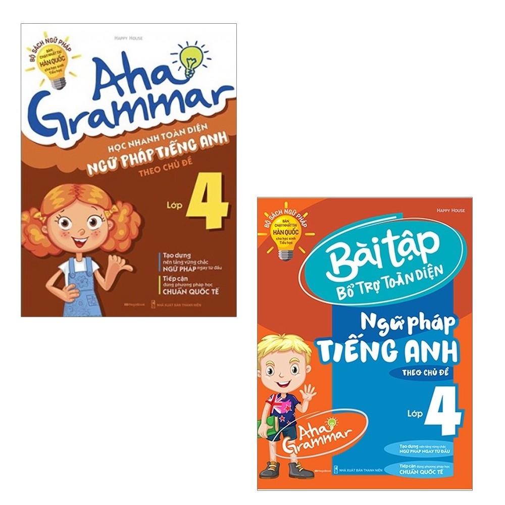 Sách Megabook - Combo Aha Grammar - Toàn Diện Ngữ Pháp Tiếng Anh Lớp 4 Theo Chủ Đề (Bộ 2 Cuốn)