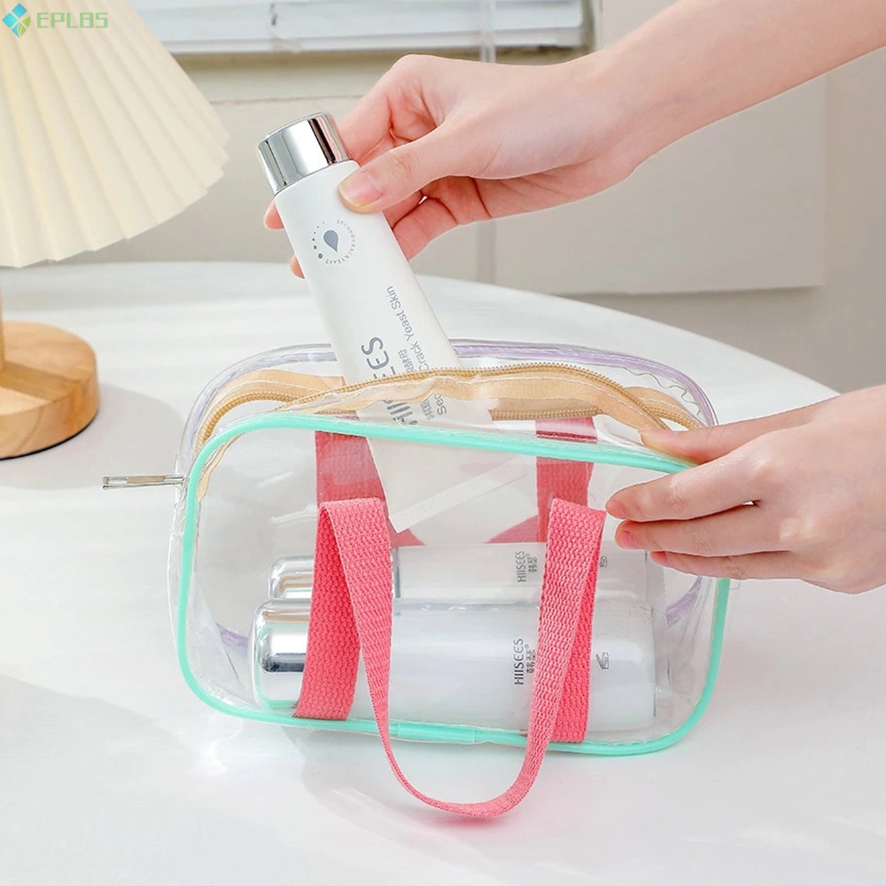 Túi Xách Bằng Nhựa PU Trong Suốt Chống Nước Có Tay Cầm Tiện Dụng