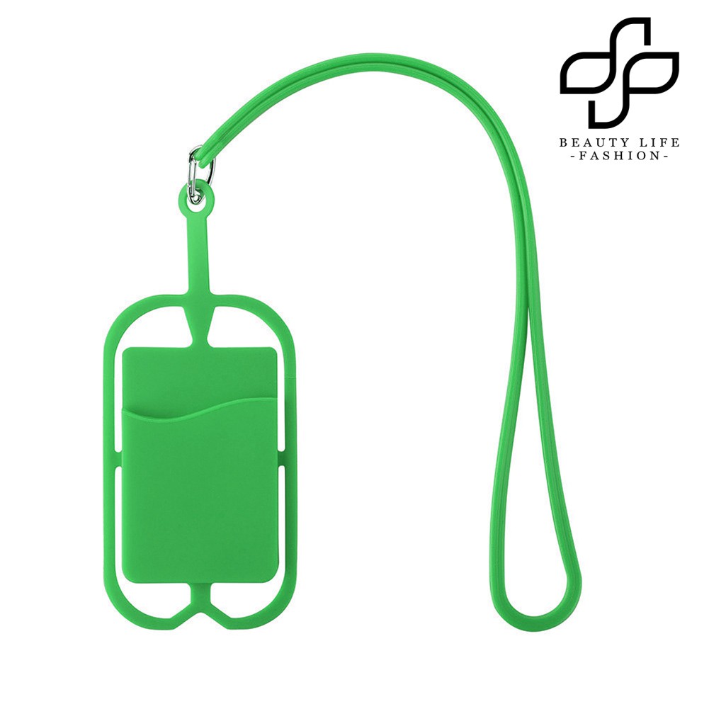 【NEW】Silicone Phone Back Case Card Holder with Lanyard Sling Necklace Strap Neck Cord