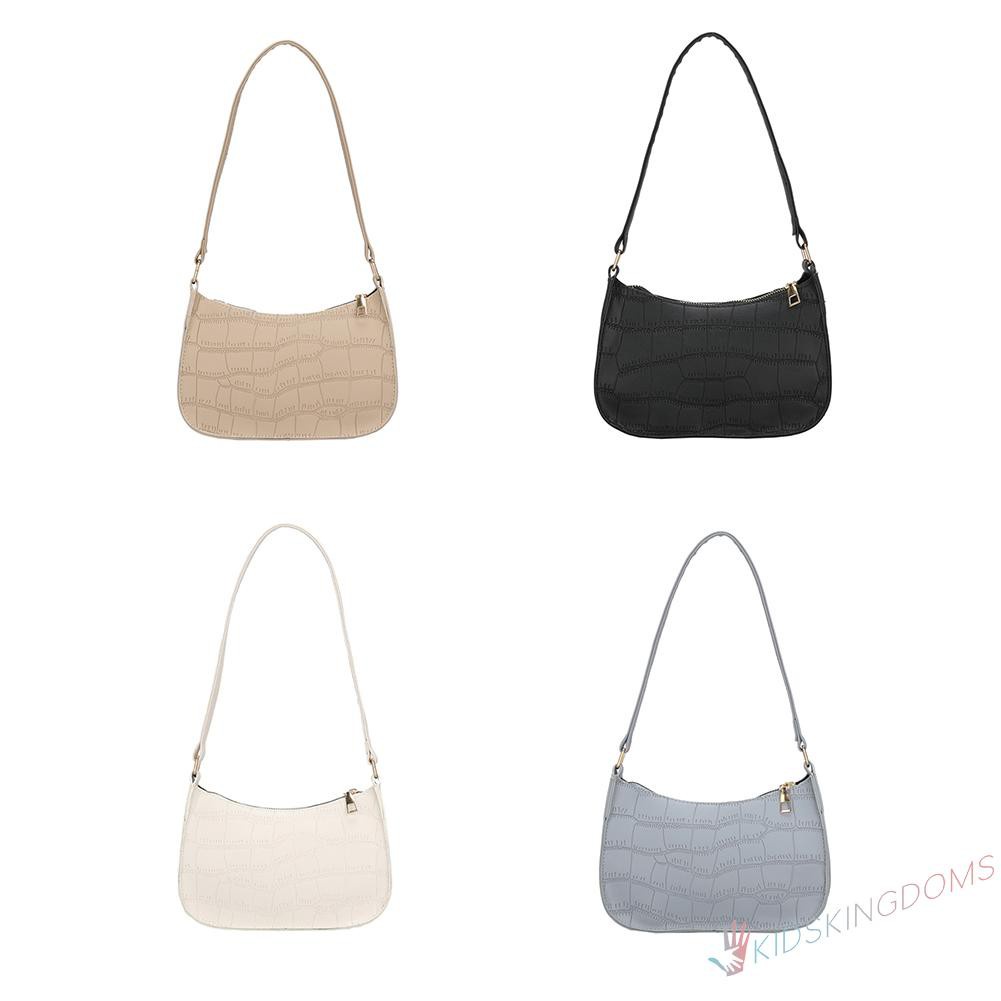 【Big Sale】Fashion Women Alligator Pattern Pure Color Shoulder Underarm Bag PU Handbag