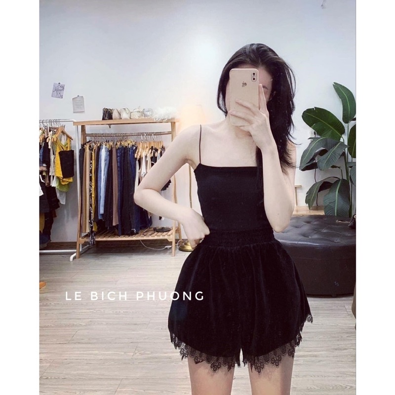 [Siêu Hot] Quần Nhung Phối Ren Siêu Xinh, Quần Sooc Nhung Có Ảnh Thật Kèm Video | BigBuy360 - bigbuy360.vn