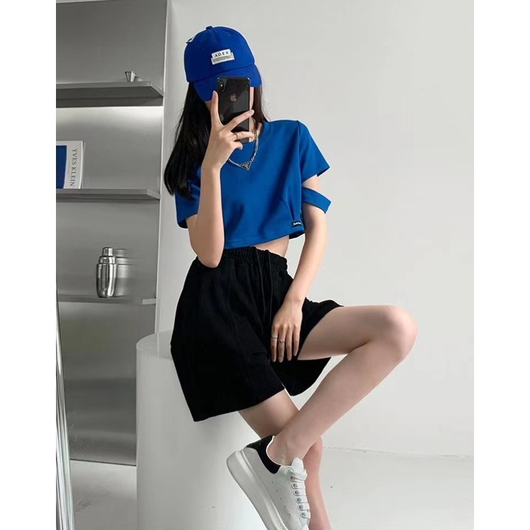 Xiaozhainv Quần Short Nữ Lưng Cao 5 Màu Thời Trang