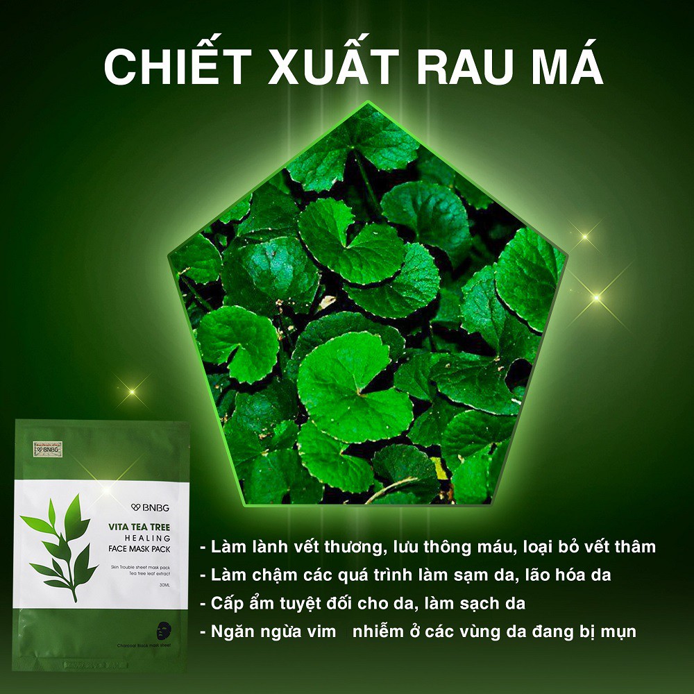 Mặt nạ thải đôc, giảm mụn chiết xuất tràm trà BNBG Vita Tea Tree Healing Face Mask Pack 30ml