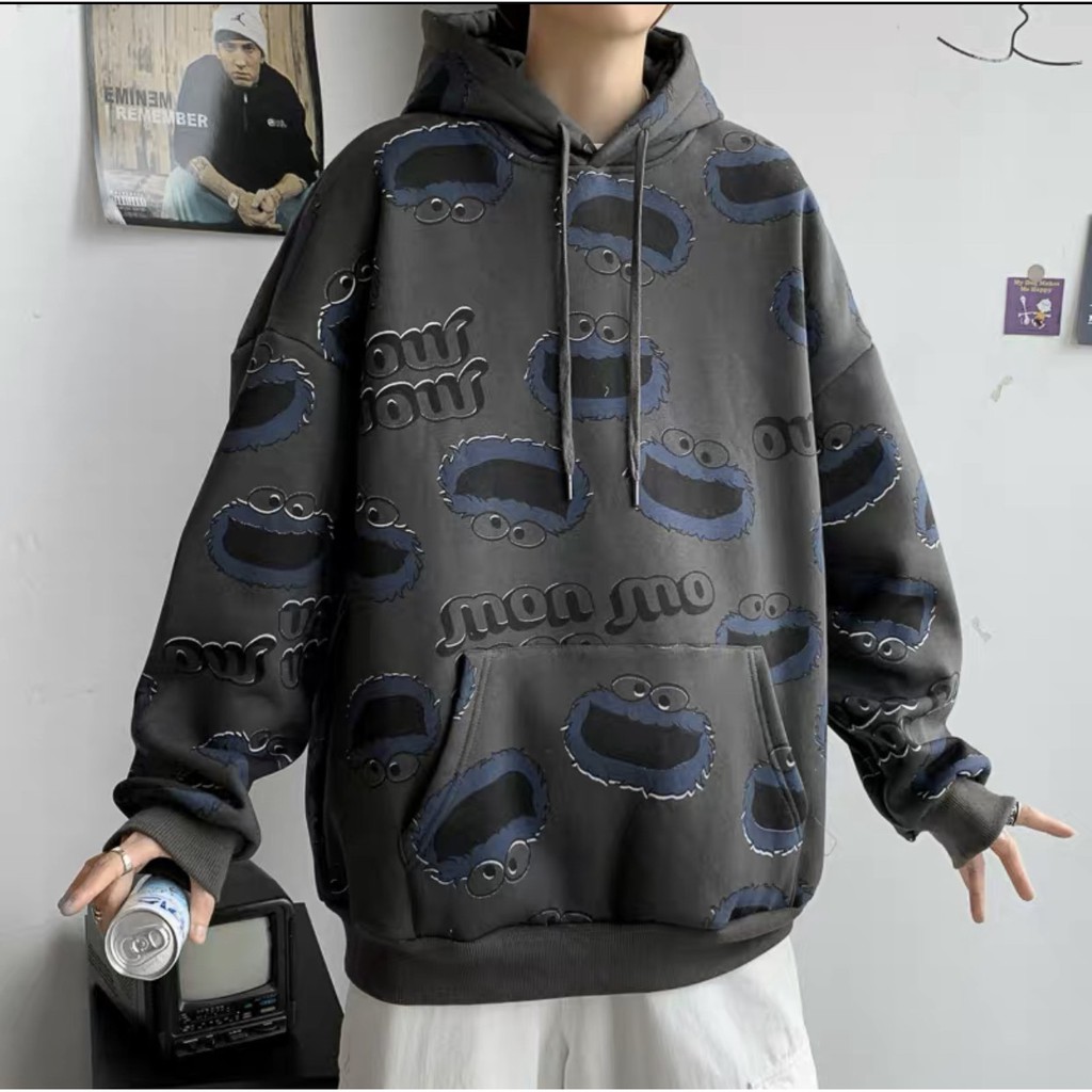 Áo hoodie nam nữ mon 2 màu đen trắng cực đẹp