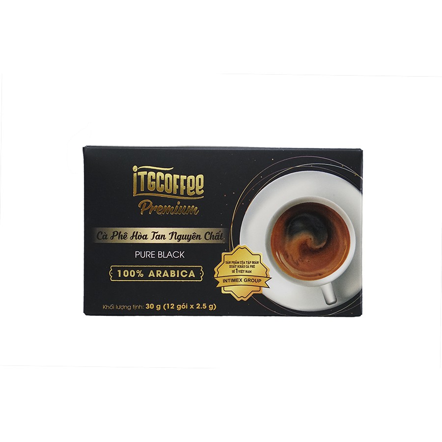 Cà Phê Hòa Tan Nguyên Chất 100% Arabica - Hộp 30g (12 gói x 2.5g)