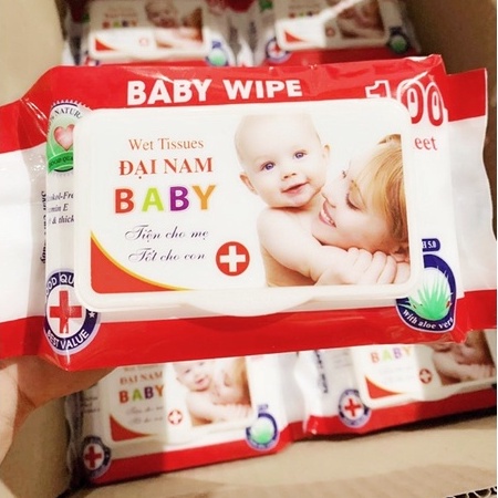 Khăn Giấy Ướt Baby Wipes Đại Nam Hộp 100 Tờ Cho Bé