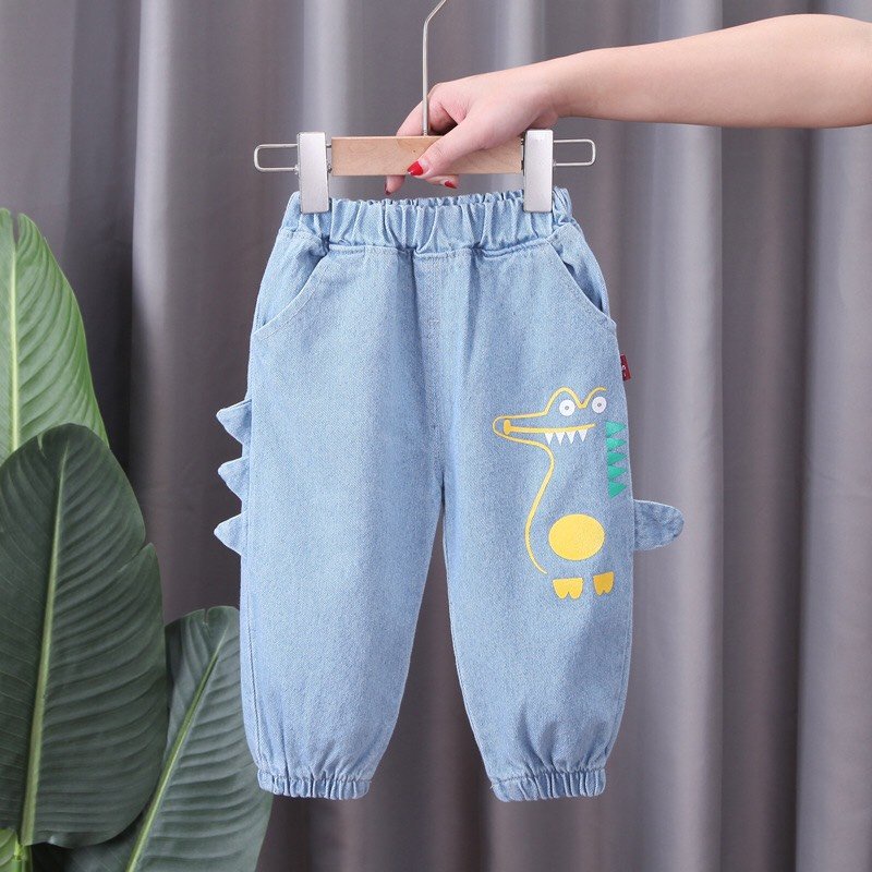Quần bò dáng Jogger hình khủng long cho bé