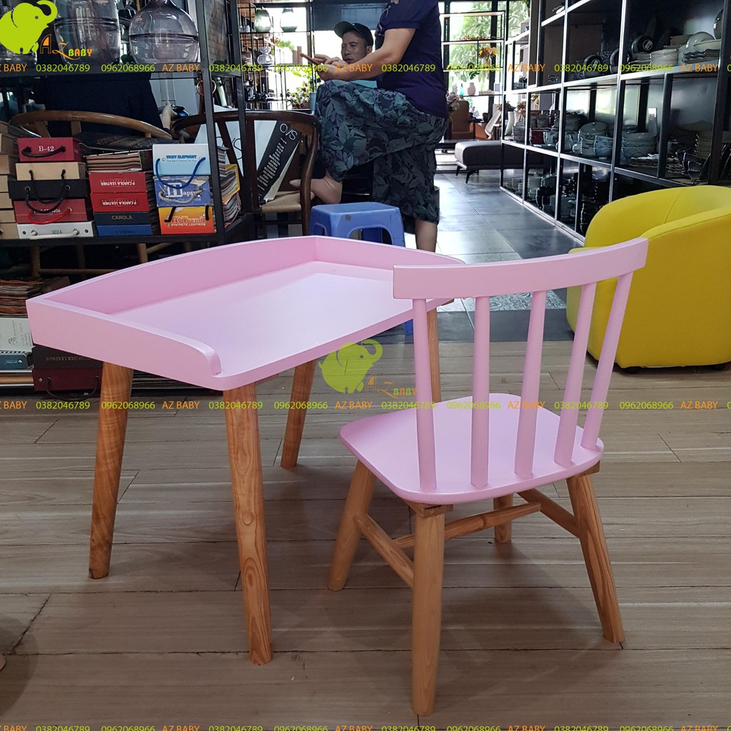 Bàn ghế gỗ sồi cho trẻ mầm non học bài - Ghế gỗ ngồi học cho bé - AZbaby | BigBuy360 - bigbuy360.vn