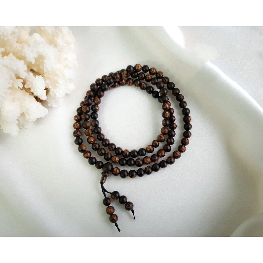 Vòng tay Trầm Hương Sánh chìm tự nhiên 108 hạt - (Trầm hương Búp Sen) Mẫu 33 - 6 ly