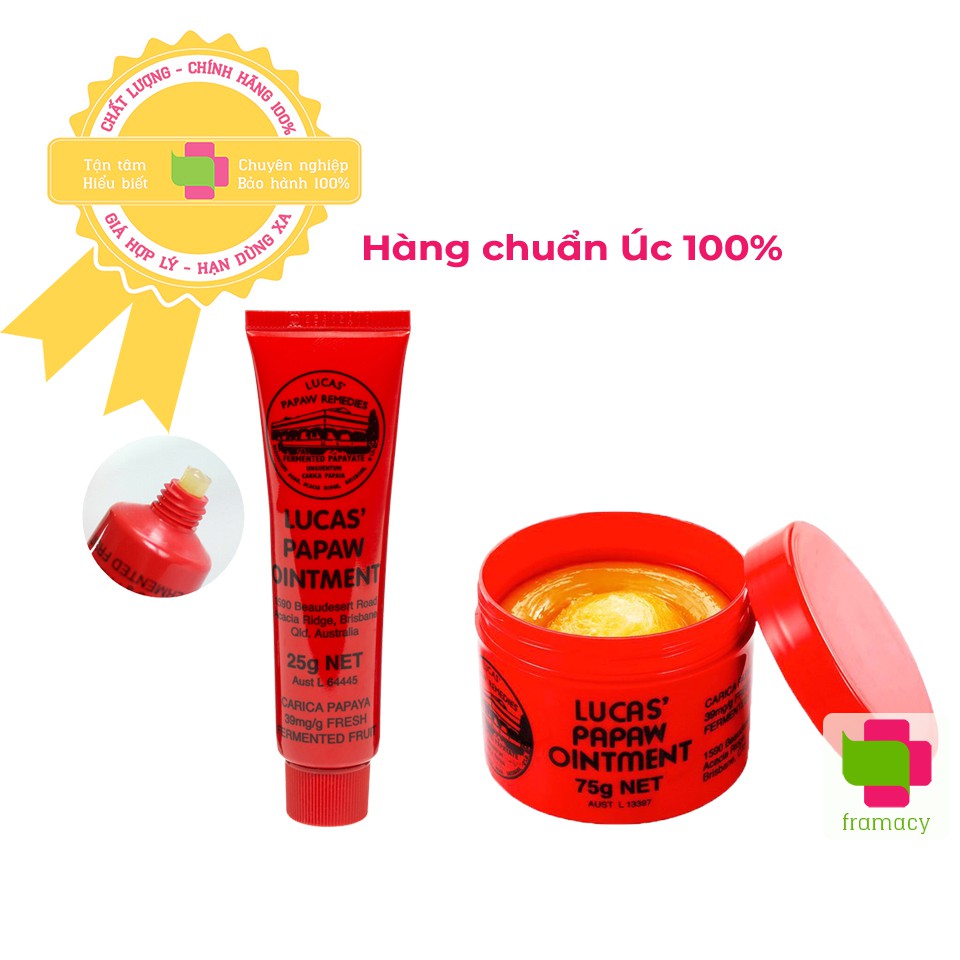 Kem đu đủ đa năng bôi ngoài da Lucas Papaw Ointment/ Grandpawpaw, Úc (25g/75g) giúp mờ sẹo, chàm, nẻ cho mọi lứa tuổi