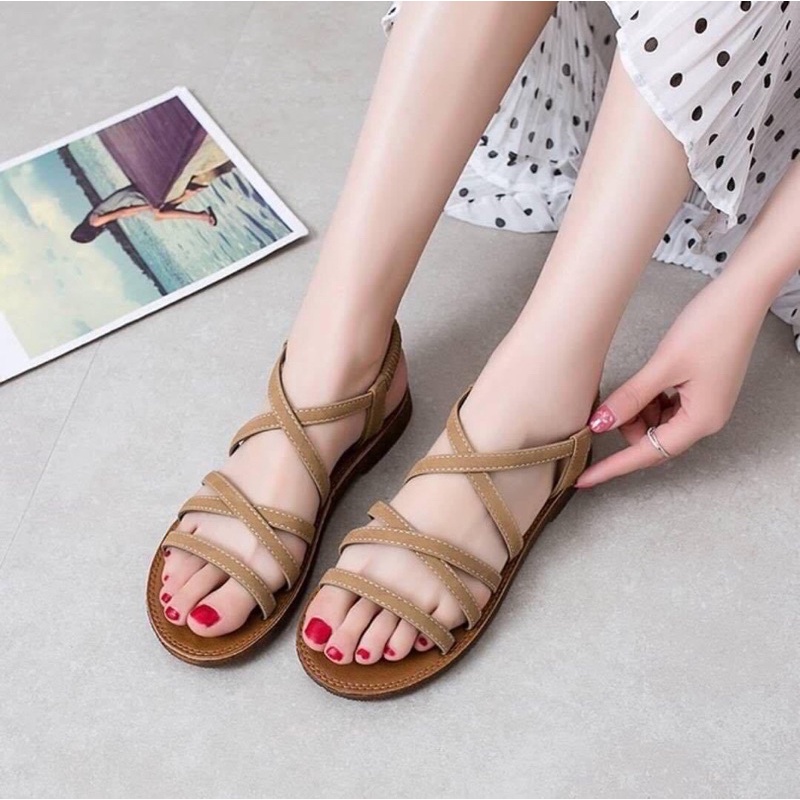 Sandal nữ đế dẻo dây đan đi biển đi chơi ( có đính kèm video tự quay) mã a0728