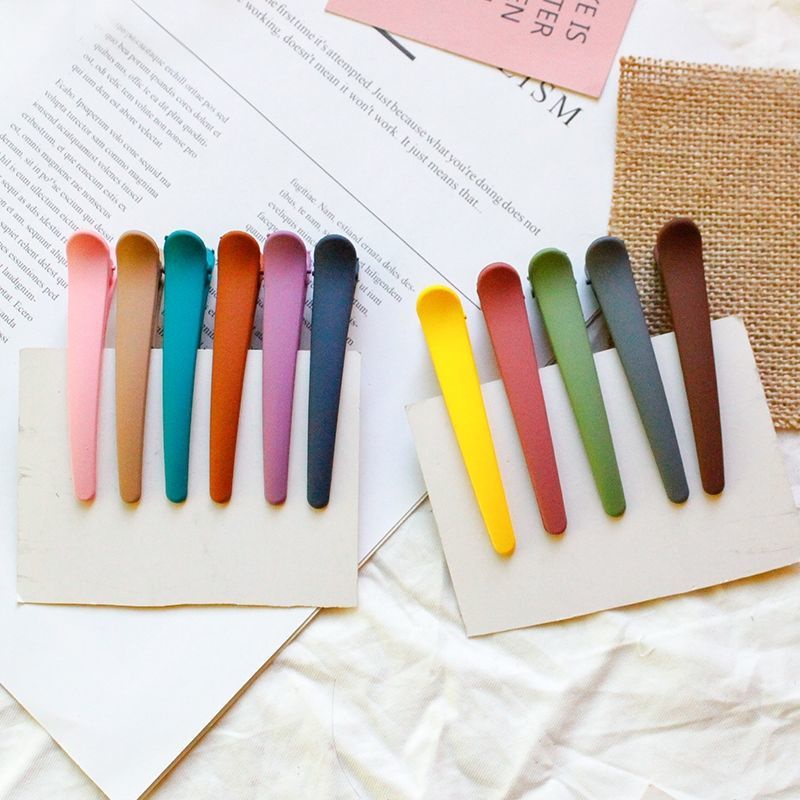 Set 10 Kẹp Tóc Mỏ Vịt Bằng Acrylic Màu Đục Cho Nữ