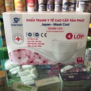 khẩu trang y tế 4 lớp Tâm  Phát quai đep chắc chắn có thanh nẹp mũi hàng sẵn đủ màu