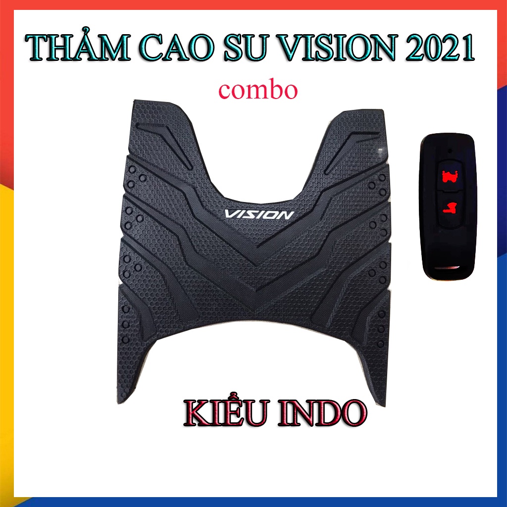 Combo thảm để chân cao su indo vision 2021 + bọc chìa khóa silicon