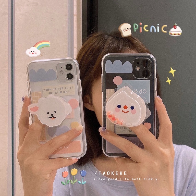 (SIÊU RẺ) Ốp lưng iphone trong dễ thương kèm giá đỡ cừu, giọt nước 7plus/8/8plus/x/xr/xs/11/12/13/pro/max/plus/promax