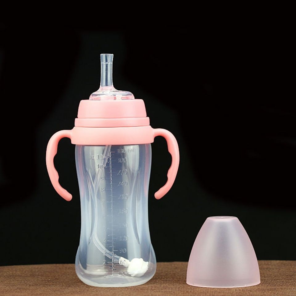 ♙bé tập uống cốc ống hút nước có tay cầm chống rơi bình sữa trẻ em