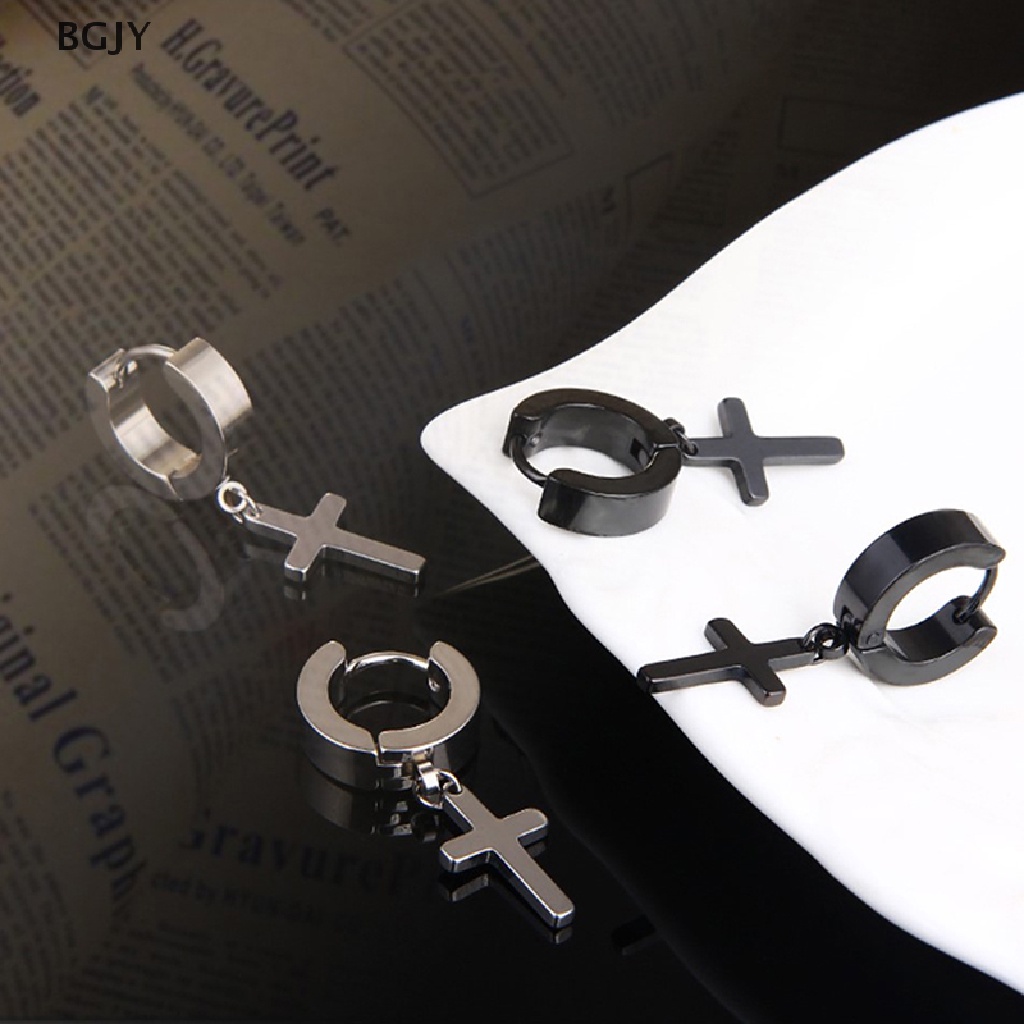 BGJY 1Pc Fashion Punk Cross Earring Stainless Steel Ear Studs Body Piercing Jewelry NEW