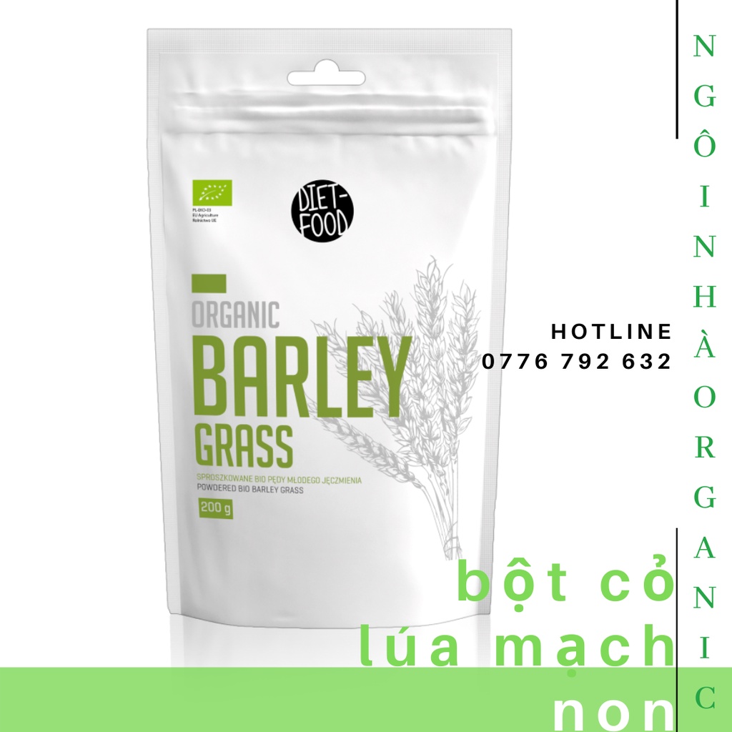 Bột cỏ lúa mạch non hữu cơ 200g Diet Food Organic Barley Grass Powder