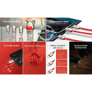 Cáp sạc Chuột 3 đầu siêu bền Baseus Three Mouse 3-in-1 Cable