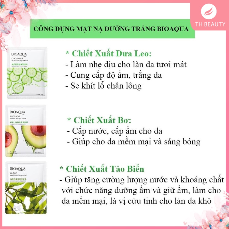 9 mẫu mặt nạ giấy trái cây Bioaqua, Mask nội địa dưỡng da trắng sáng, cấp ẩm, làm mềm da