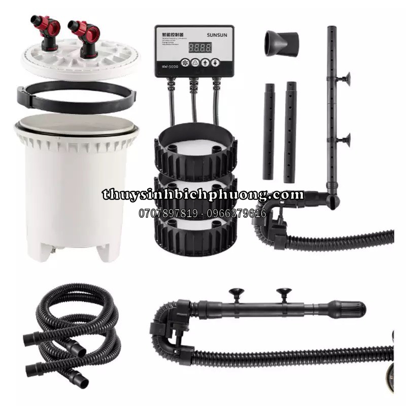 LỌC THÙNG SUNSUN HW 5000 KÈM BƠM TĂNG GIẢM DÒNG TIỆN LỢI  - CHUYÊN CHO HỒ DUNG TÍCH LỚN THUỶ SINH