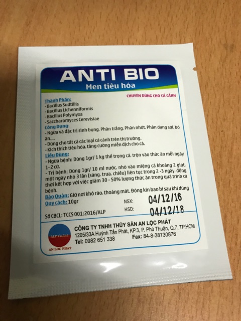 Anti bio - men tiêu hoá cho cá